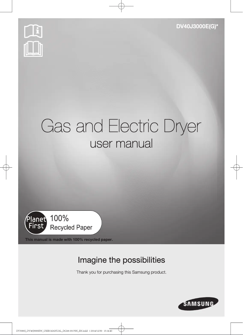 Page n°1 - Manuel utilisateur Samsung DV40J3000G
