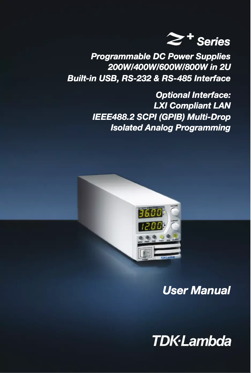 Page n°1 - Manuel utilisateur TDK-Lambda Z36-18