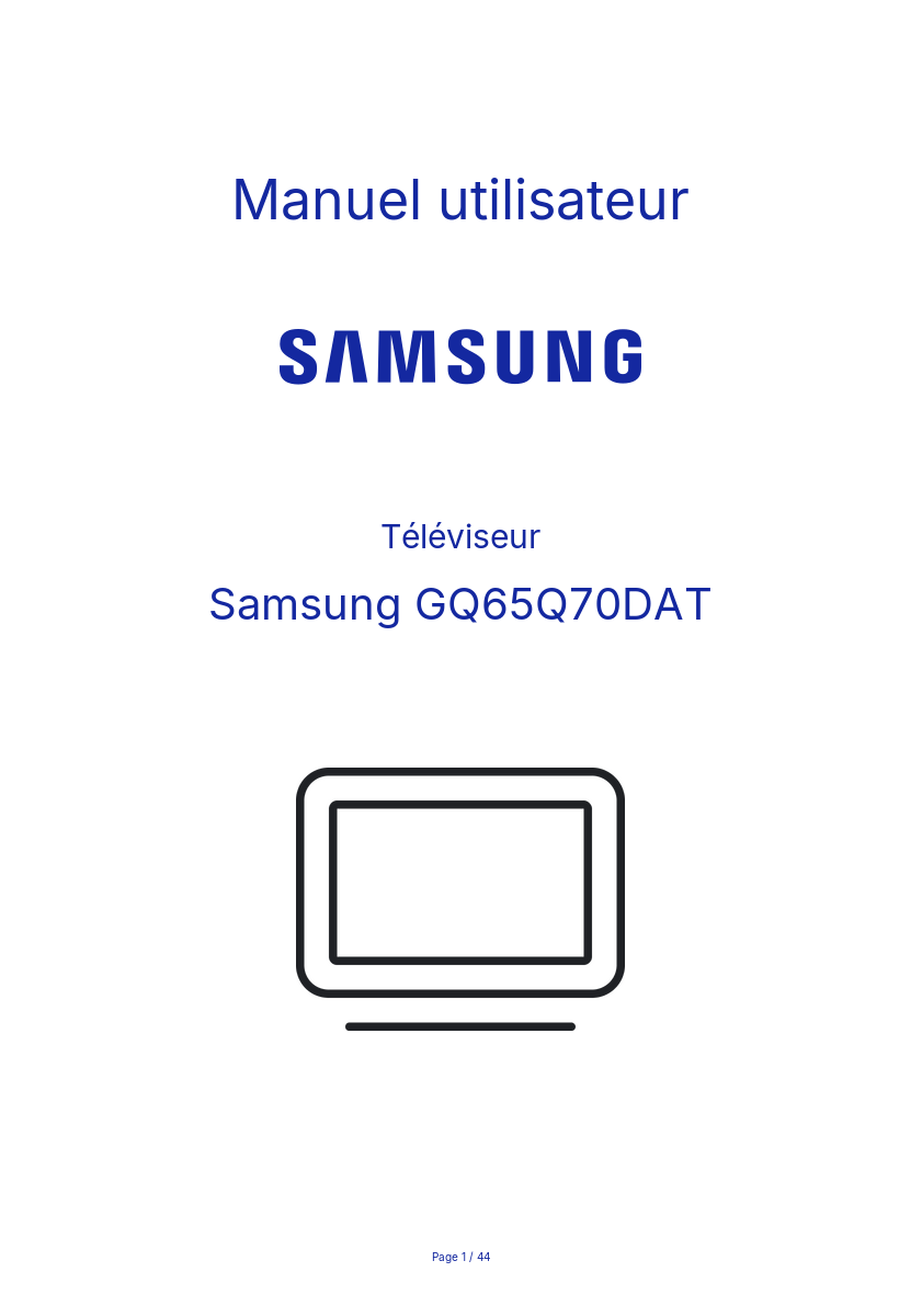 Page n°1 - Manuel utilisateur Samsung GQ65Q70DAT