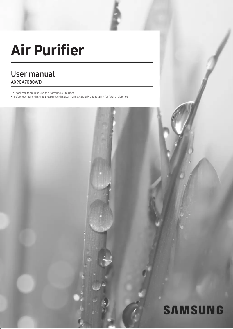 Page 1 de la notice Manuel utilisateur Samsung AX90A7080WD