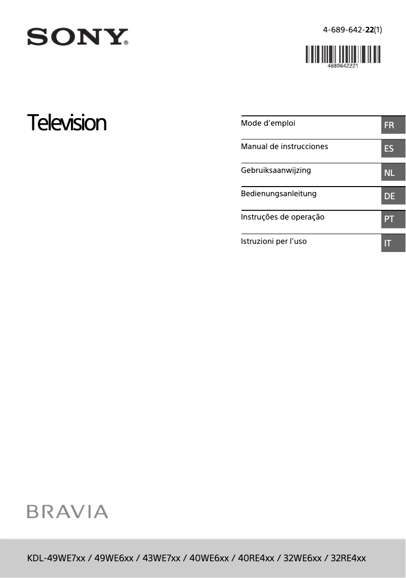 Image de la première page du manuel de l'appareil Bravia KDL-49WE660