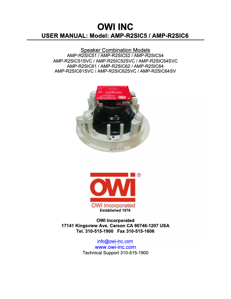 Page 1 de la notice Manuel utilisateur OWI AMP-R2SIC5