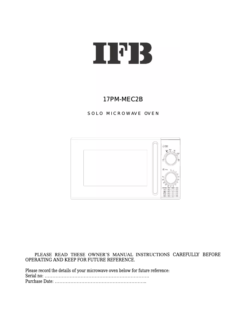 Page n°1 - Manuel utilisateur IFB 17PM-MEC2B