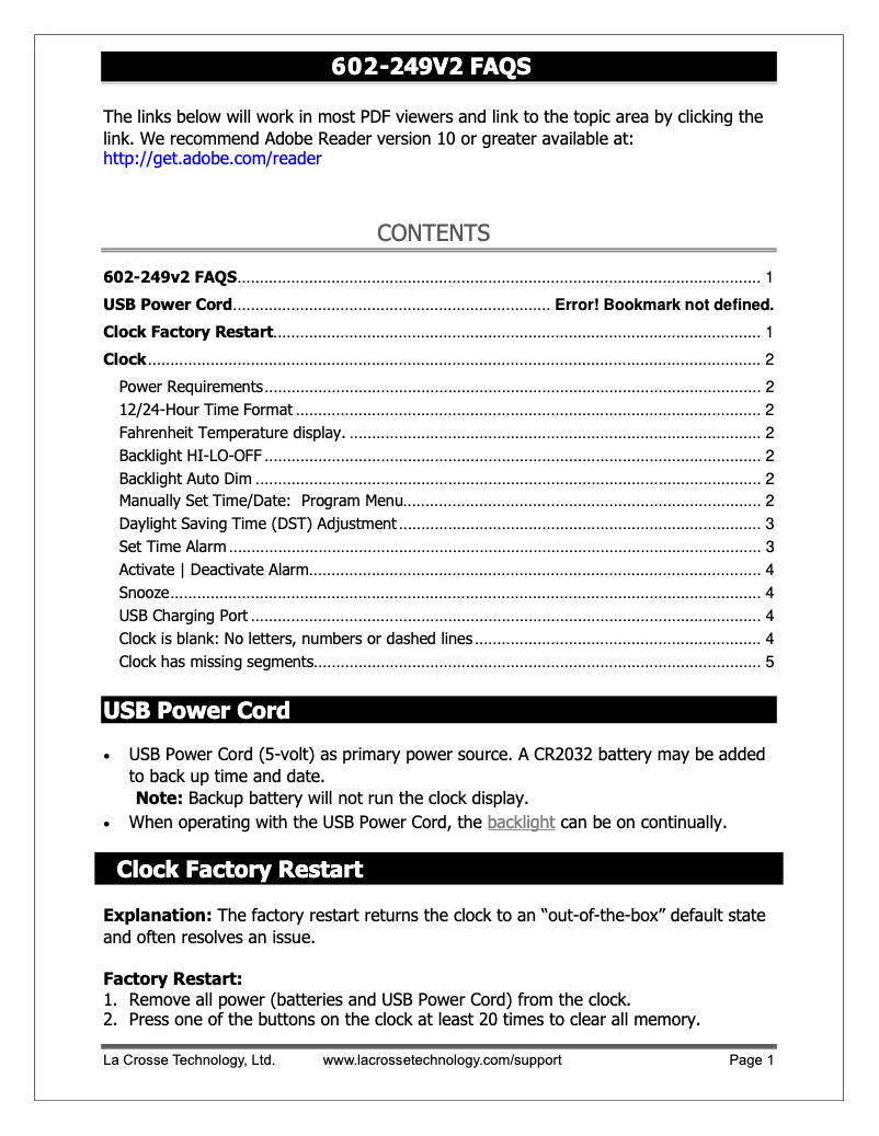 Página 1 del manual Preguntas frecuentes La Crosse Technology 602-247V2