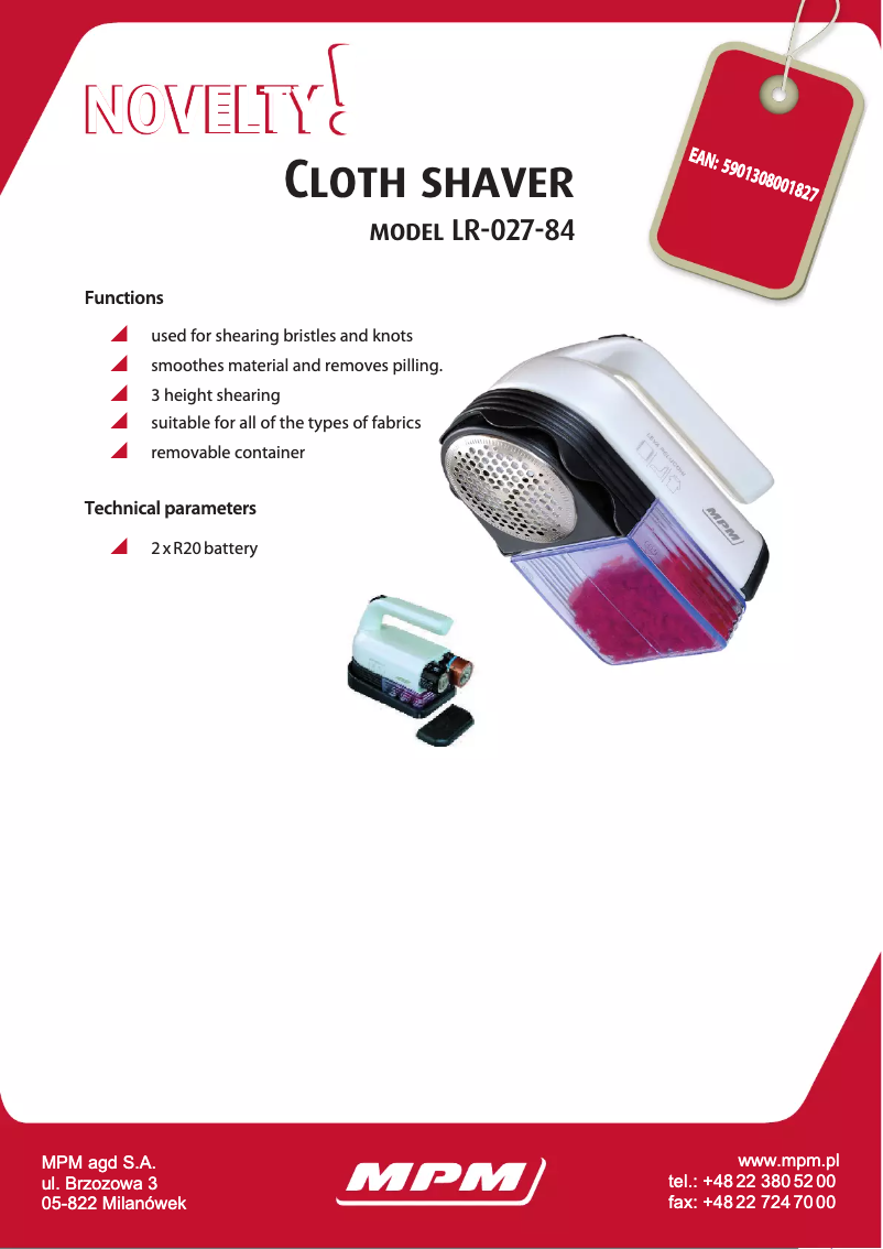 Page n°1 - Manuel utilisateur MPM LR-027-84