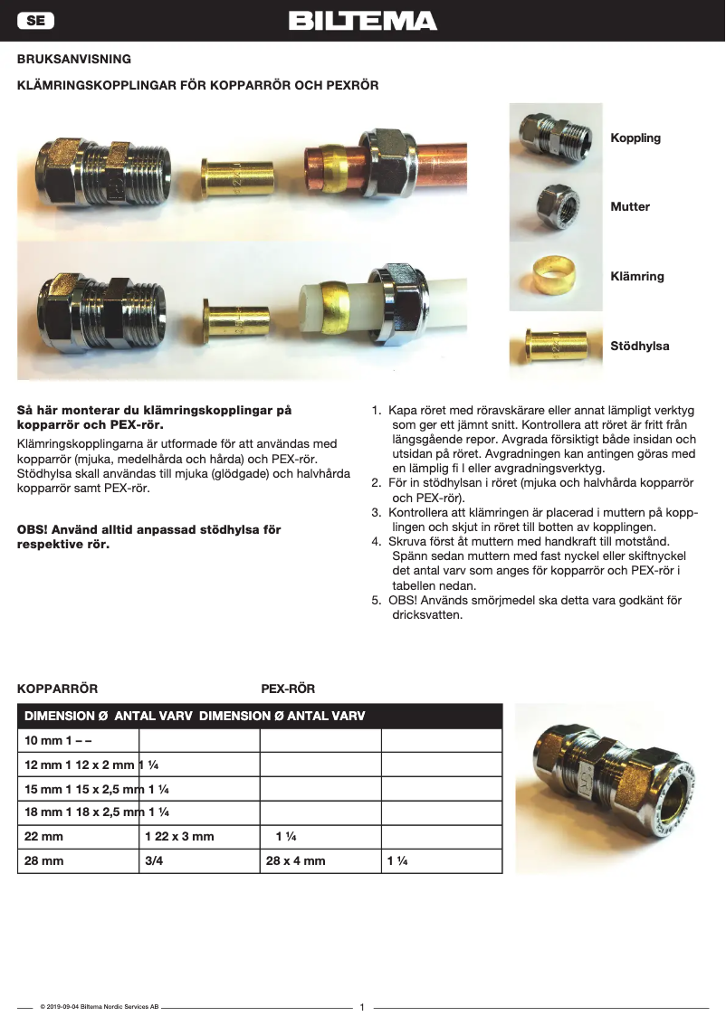 Page n°1 - Manuel utilisateur Biltema 86-640