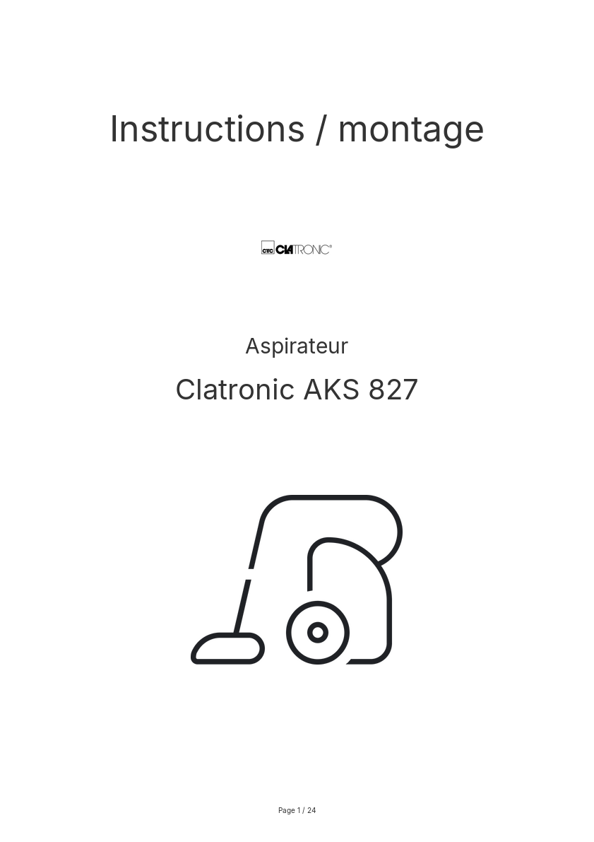 Page n°1 - Instructions / montage Clatronic AKS 827