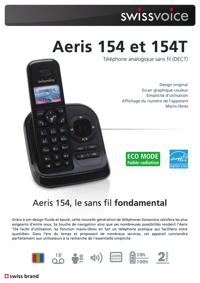 Imagen de la primera página del manual del dispositivo Aeris 154