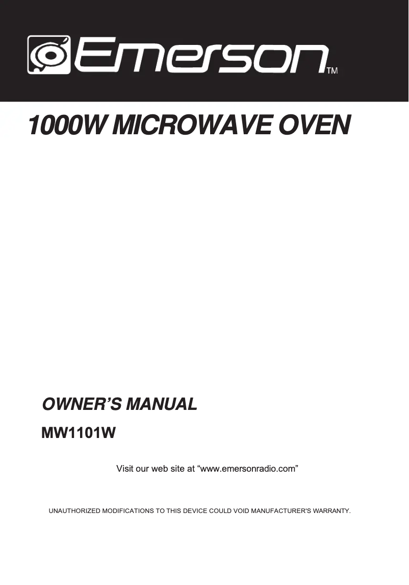 Image de la première page du manuel de l'appareil MW1101W