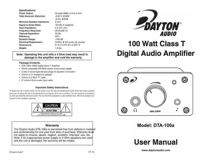 Image de la première page du manuel de l'appareil DTA-100a