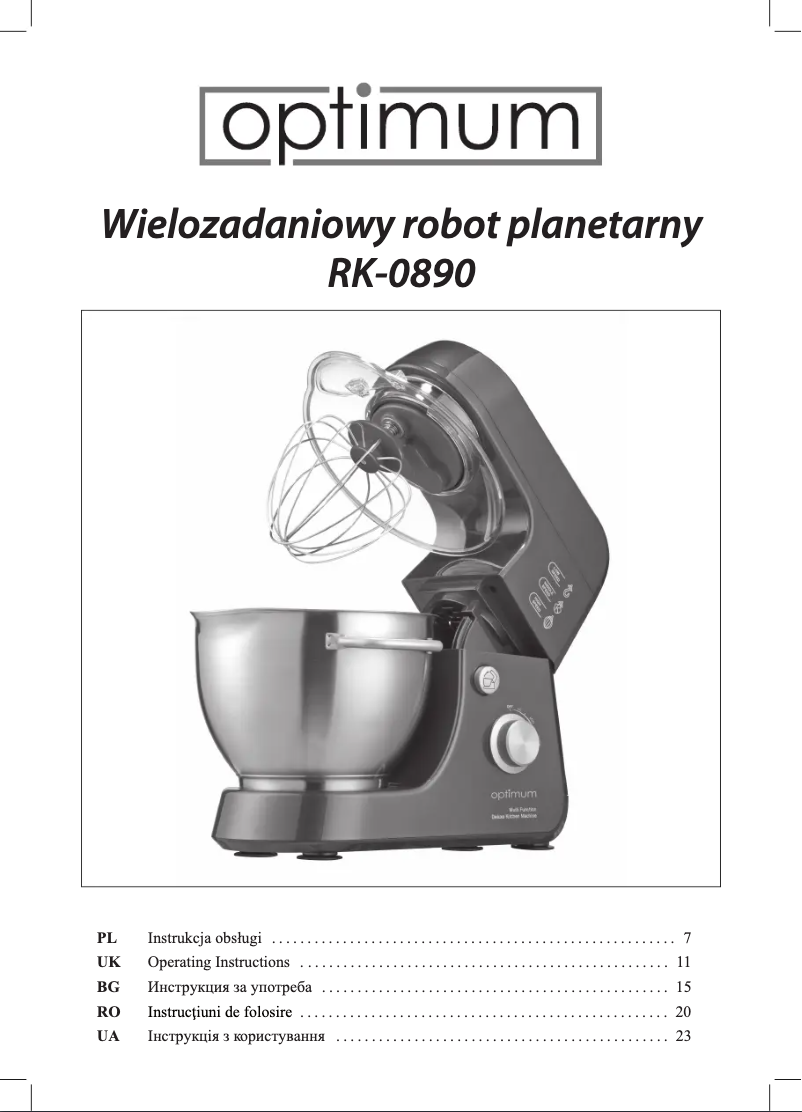 Image de la première page du manuel de l'appareil RK-0890