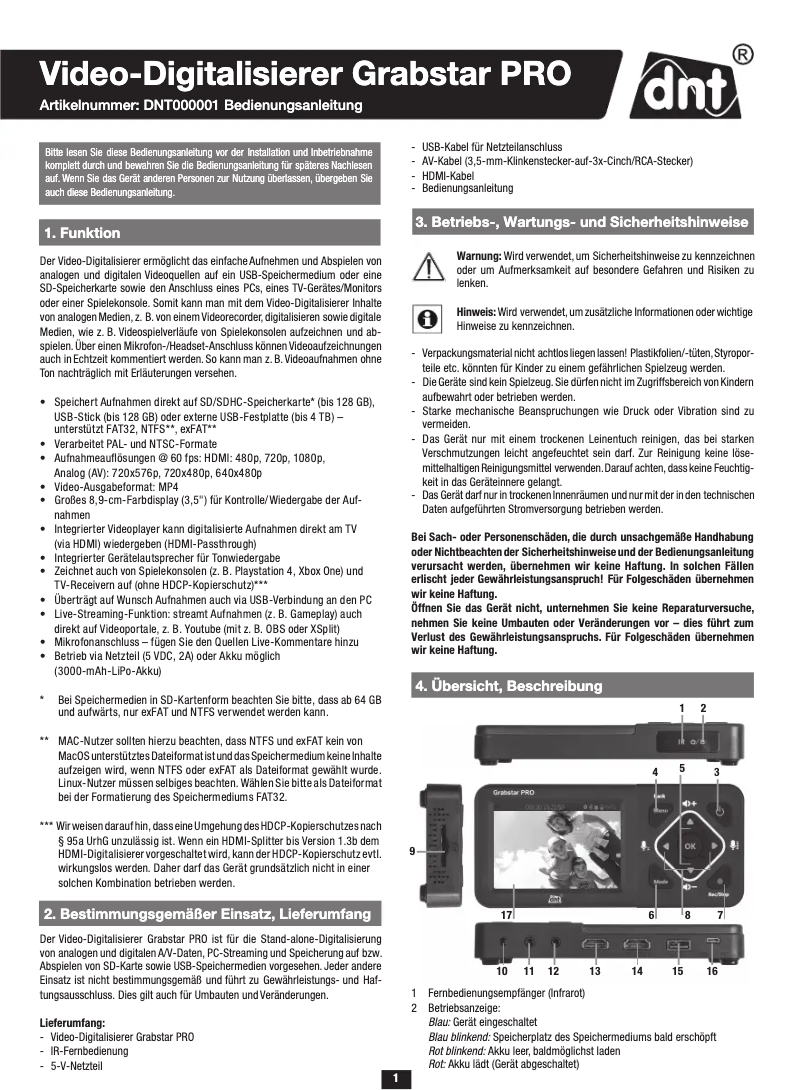 Image de la première page du manuel de l'appareil Grabstar PRO