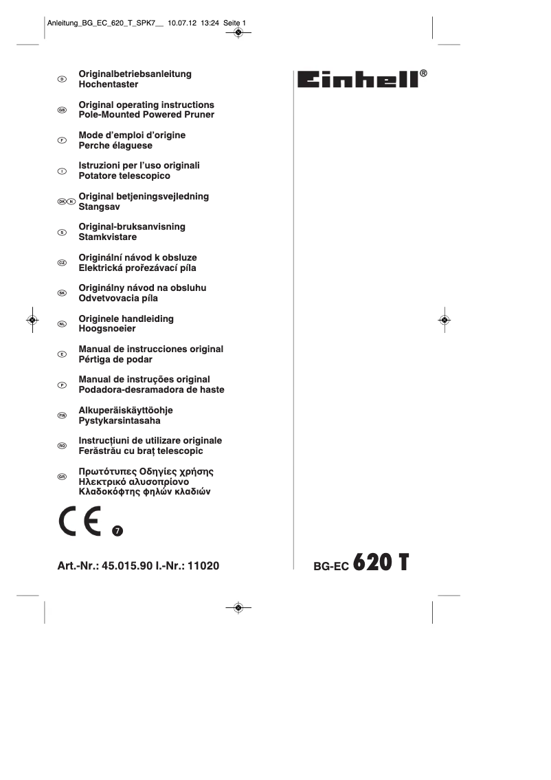 Image de la première page du manuel de l'appareil BG-EC 620 T