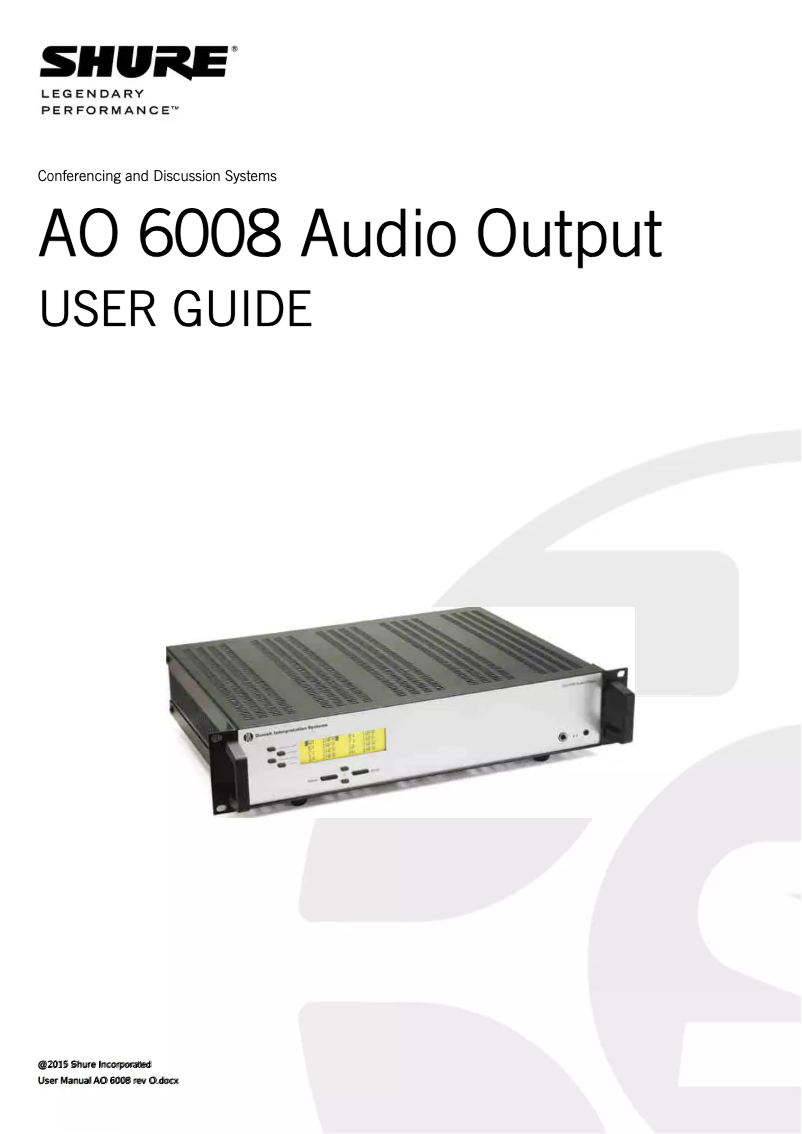 Page 1 de la notice Manuel utilisateur Shure AO 6008