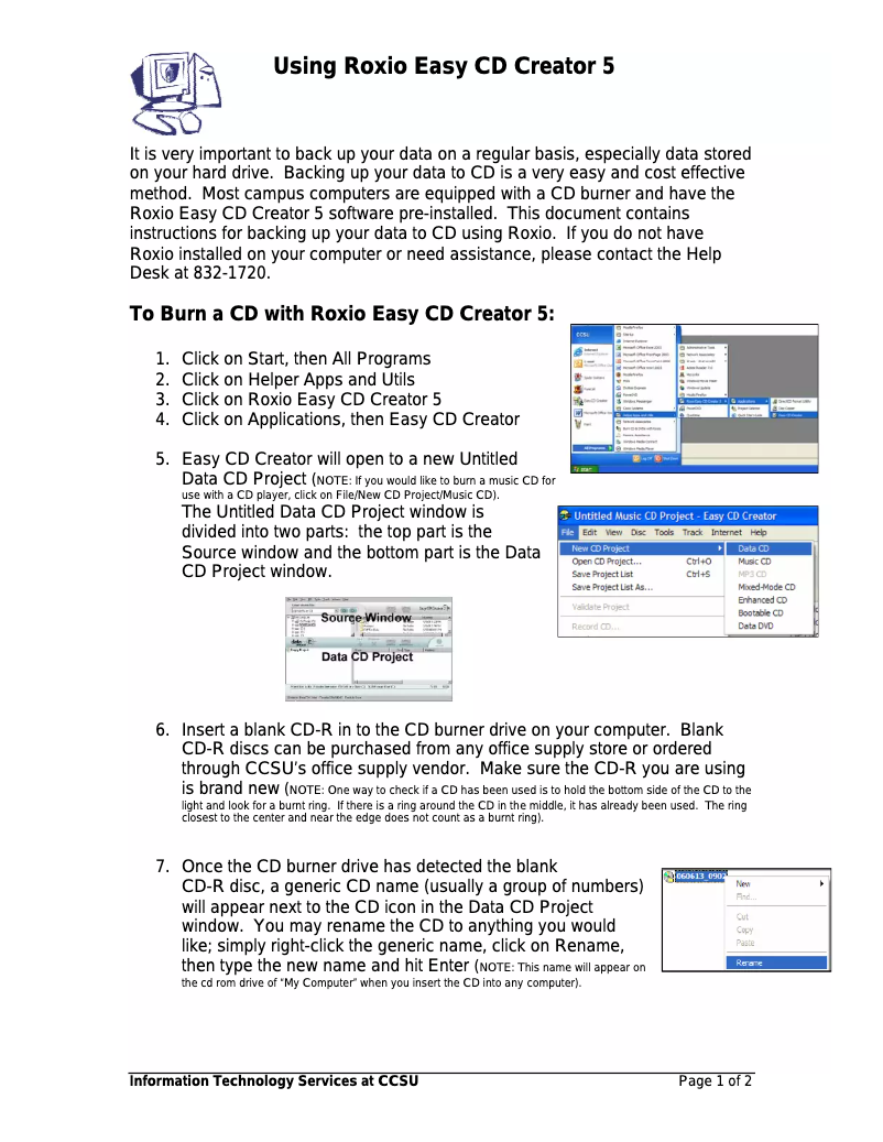 Page n°1 - Manuel utilisateur Roxio Easy CD Creator 5