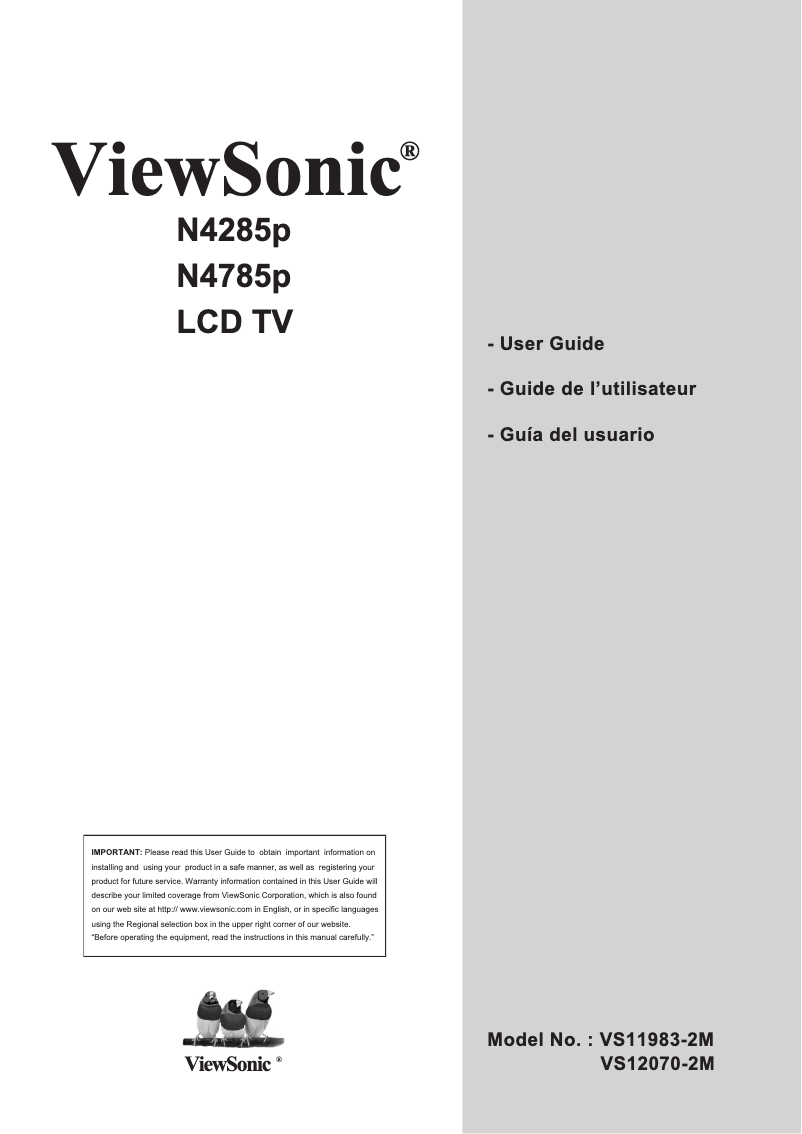 Page 1 de la notice Manuel utilisateur Viewsonic N4285p