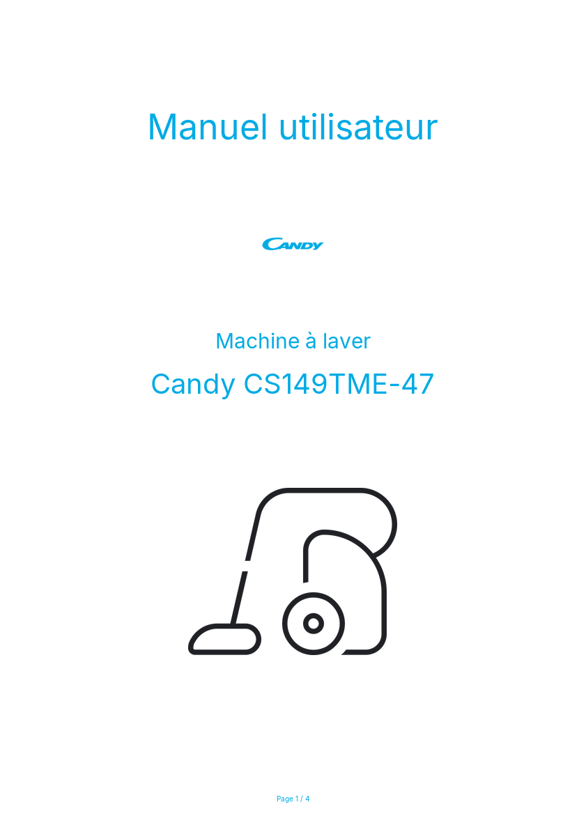 Page n°1 - Manuel utilisateur Candy CS149TME-47