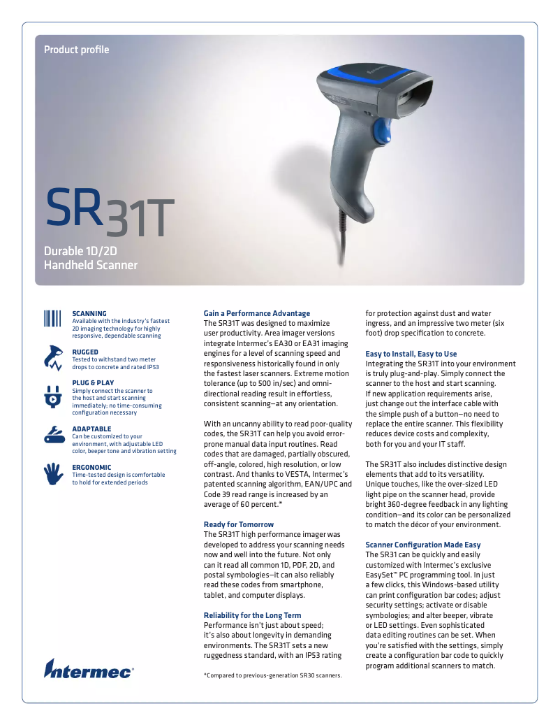 Page 1 de la notice Manuel utilisateur Intermec SR31T1D