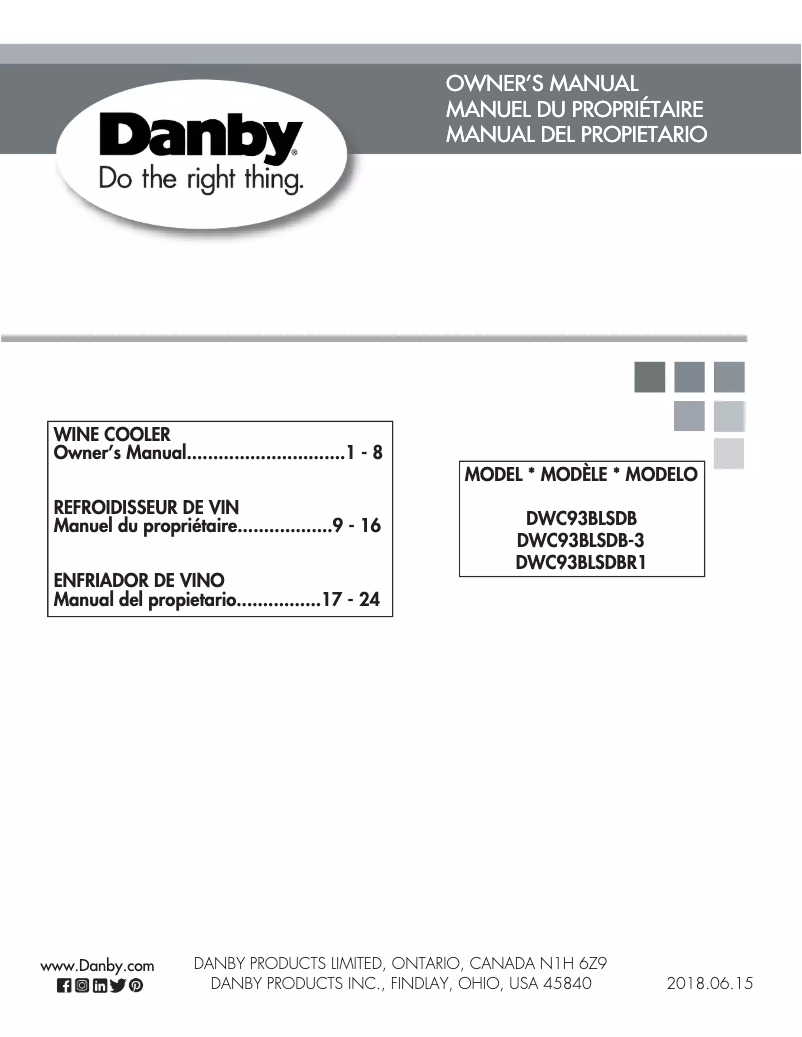 Image de la première page du manuel de l'appareil DWC93BLSDB