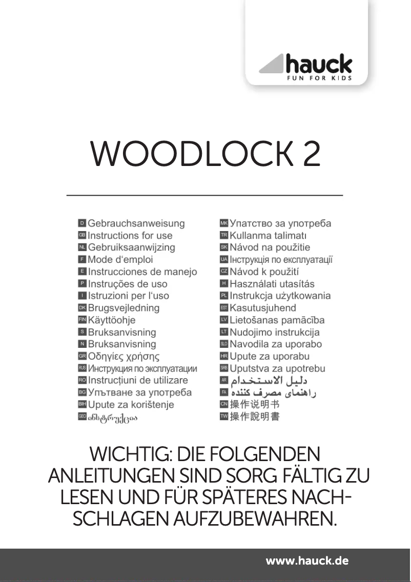 Page n°1 - Manuel utilisateur Hauck Woodlock 2