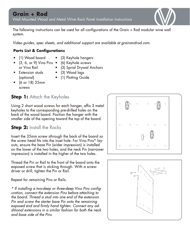 Page n°1 - Guide d'installation VintageView GNR-VP2