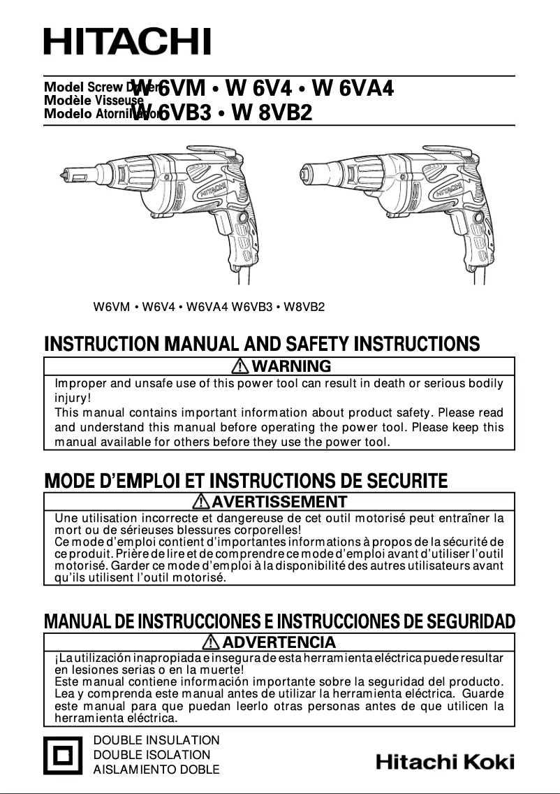 Page 1 de la notice Manuel utilisateur Metabo W6VB3SD2