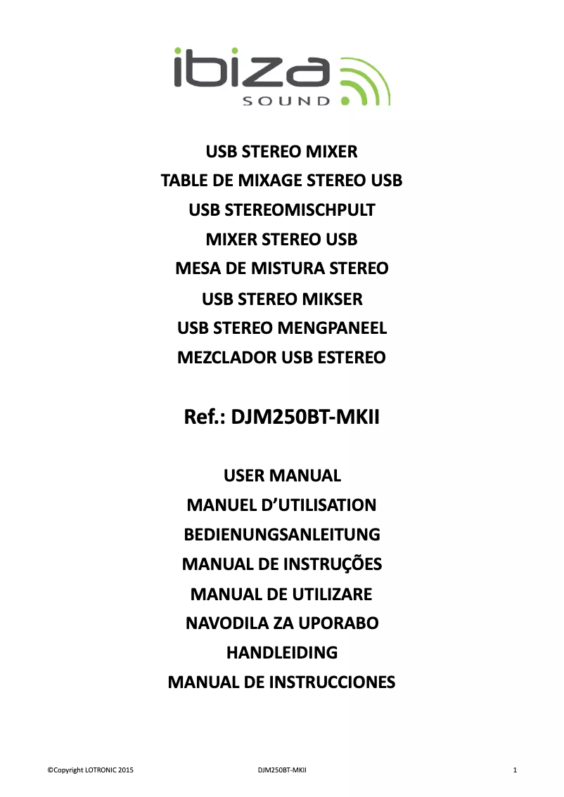 Image de la première page du manuel de l'appareil DJM250BT-MKII