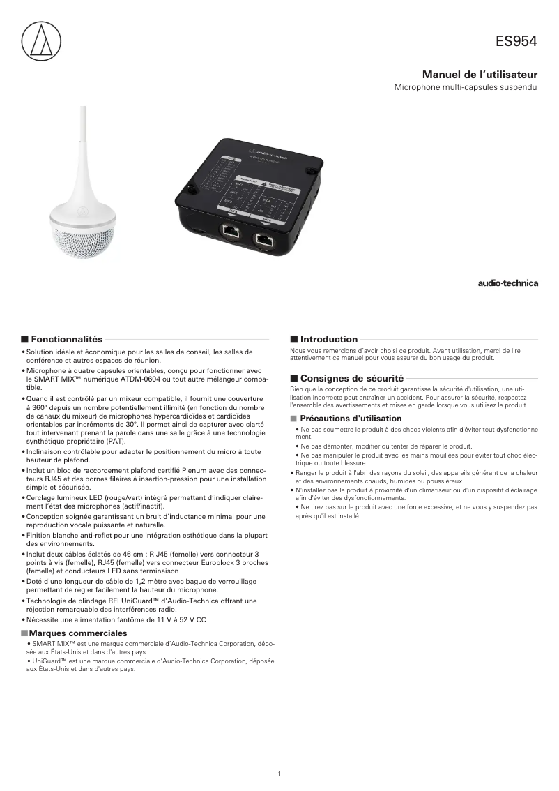 Página 1 del manual Manual de usuario Audio-Technica ES954