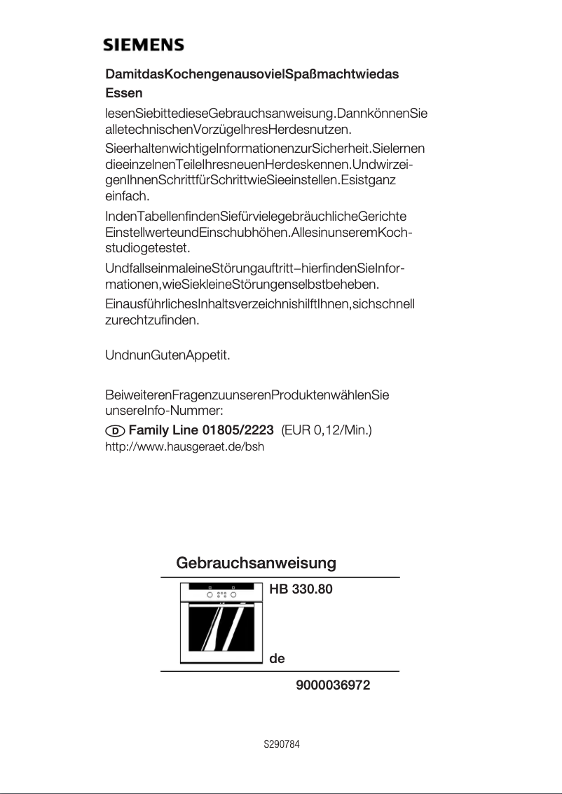 Page 1 de la notice Mode d'emploi Siemens HB330580