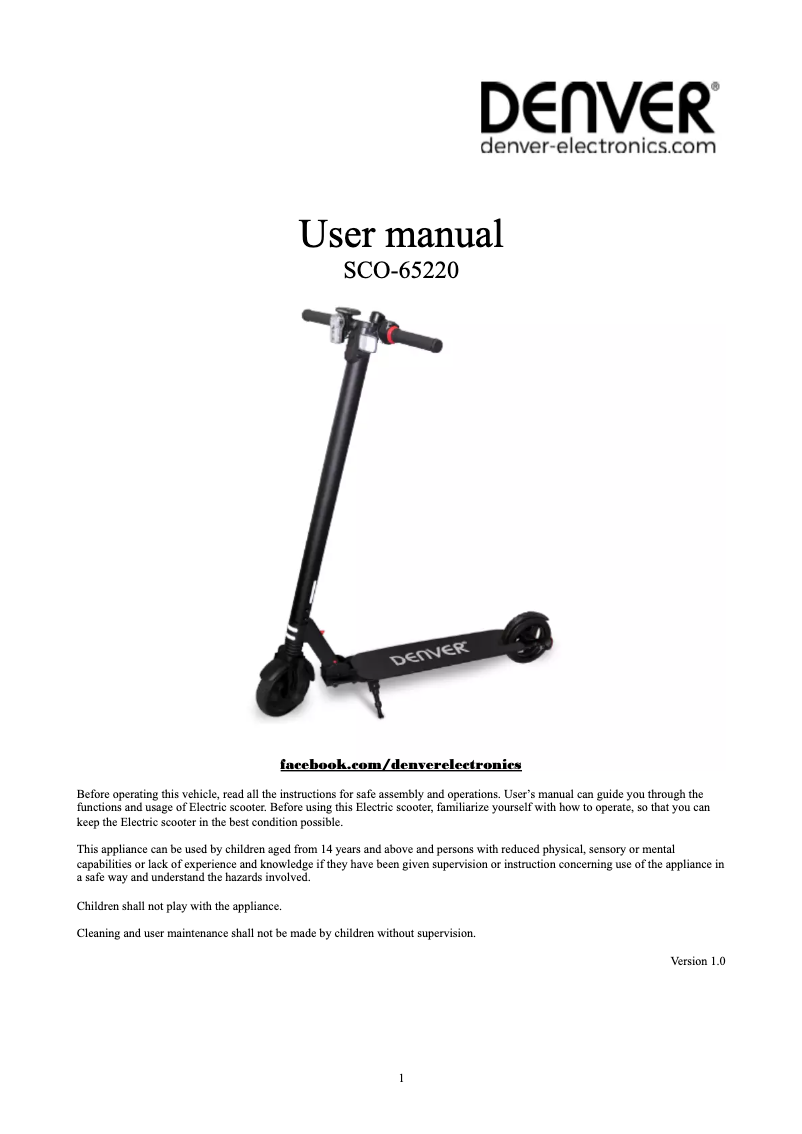 Página 1 del manual Manual de usuario Denver SCO-65220