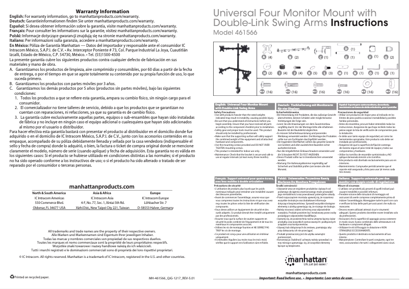 Page 1 de la notice Manuel utilisateur Manhattan 461566