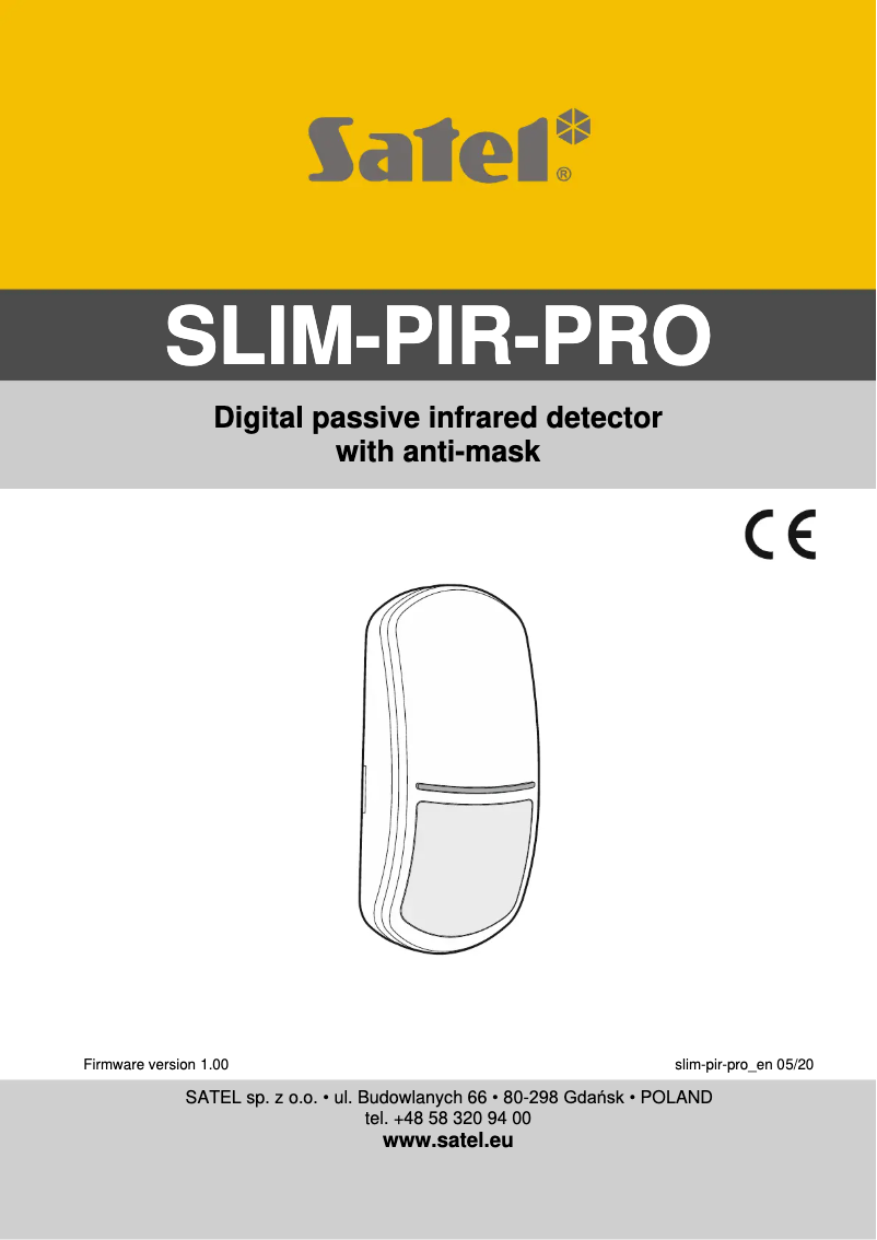 Page n°1 - Manuel utilisateur Satel SLIM-PIR-PRO