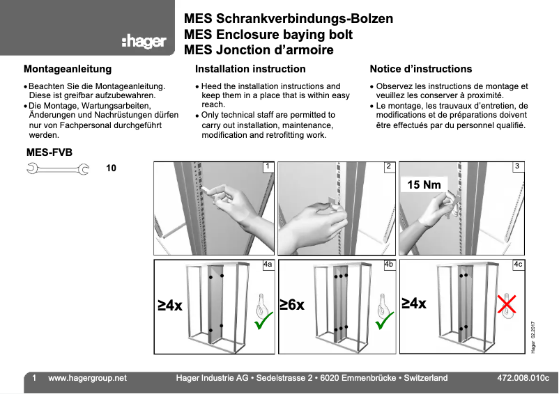 Page 1 de la notice Manuel utilisateur Hager M-RG404022