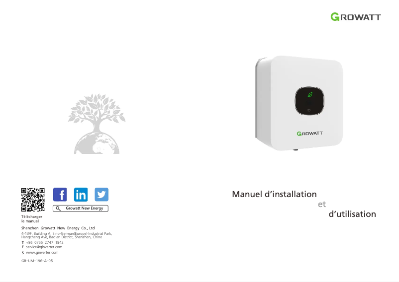 Page 1 de la notice Manuel utilisateur Growatt MIC 750-3300TL-X