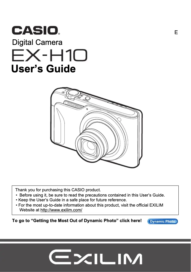 Page n°1 - Manuel utilisateur Casio Exlim EX-H10