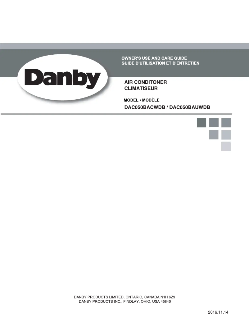 Page n°1 - Manuel utilisateur Danby DAC050BAUWDB
