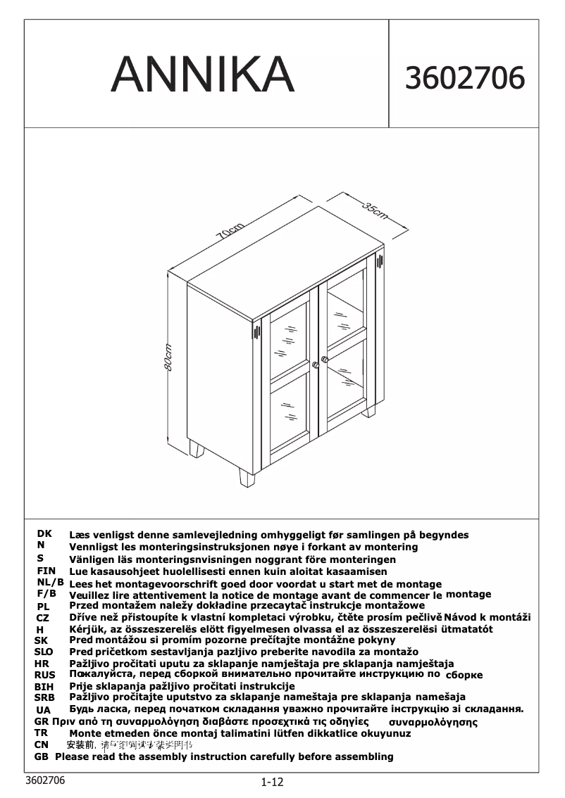 Image de la première page du manuel de l'appareil Annika (70x35x80)