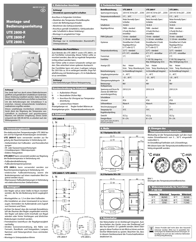 Page n°1 - Manuel utilisateur Eberle UTE 2800-L