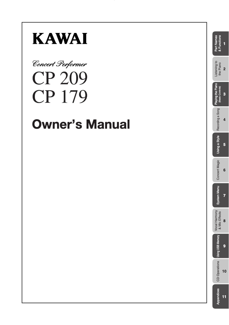 Page n°1 - Manuel utilisateur Kawai Concert Performer CP209