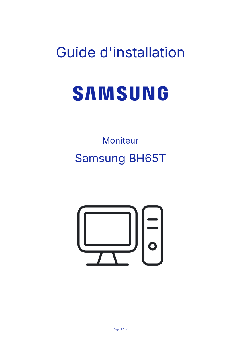 Page n°1 - Guide d'installation Samsung BH65T