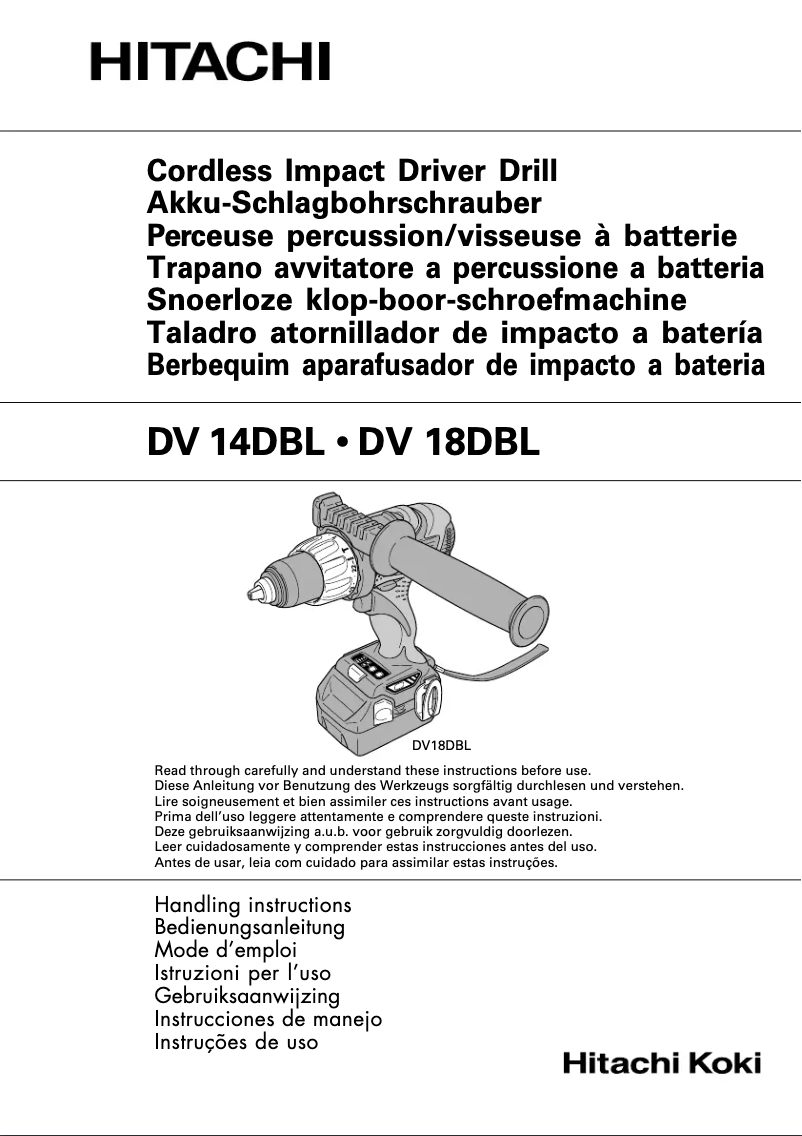 Page 1 de la notice Manuel utilisateur Hitachi DV 18DBL