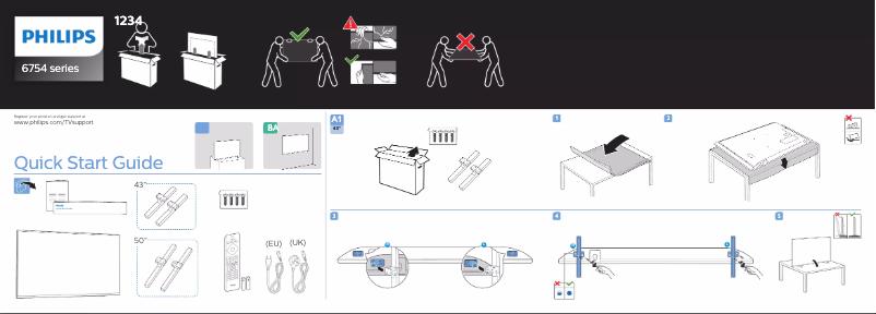 Page 1 de la notice Guide de démarrage rapide Philips 50PUS6754
