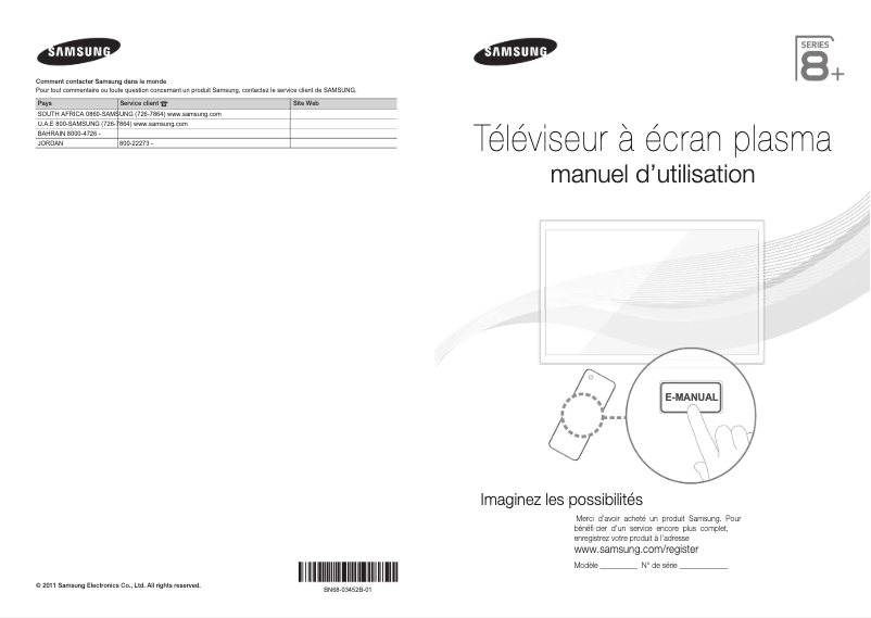 Page 1 de la notice Guide d'installation Samsung PS64D8000FN