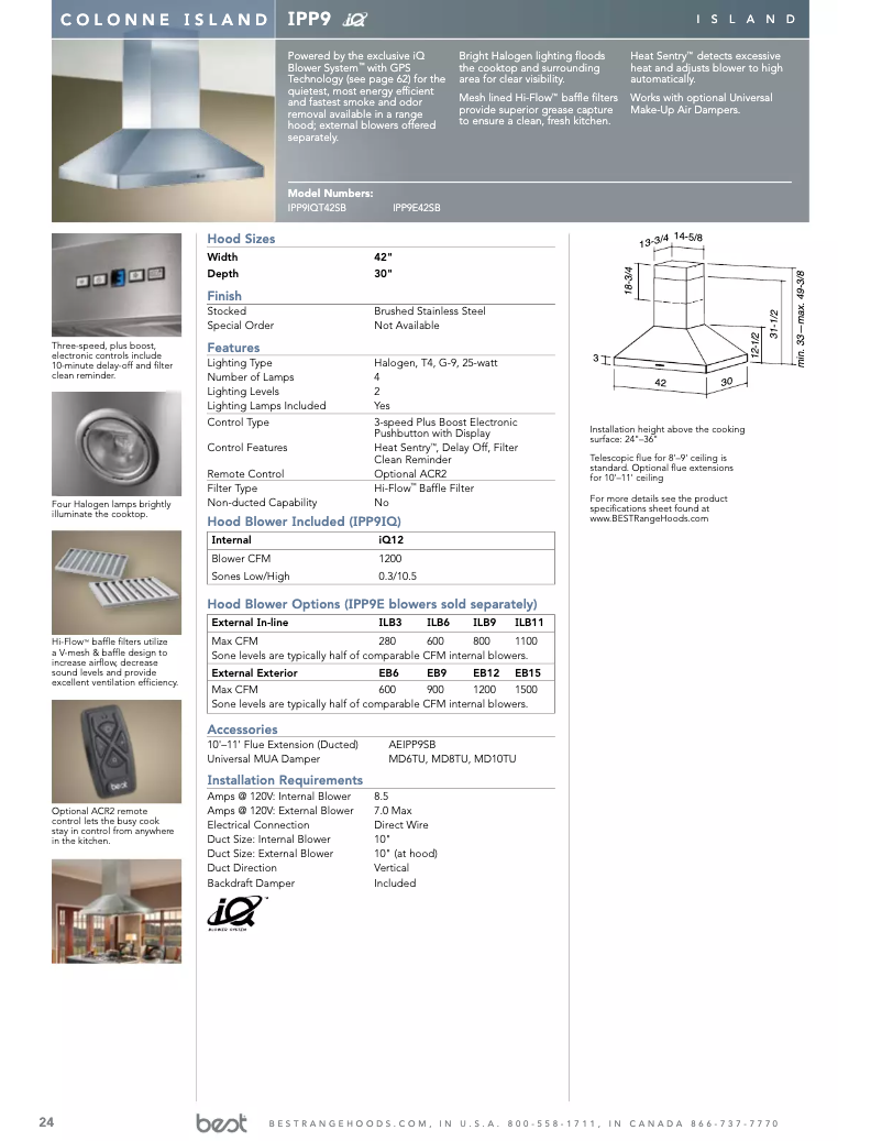 Page n°1 - Fiche technique Best Colonne IPP9E42SB