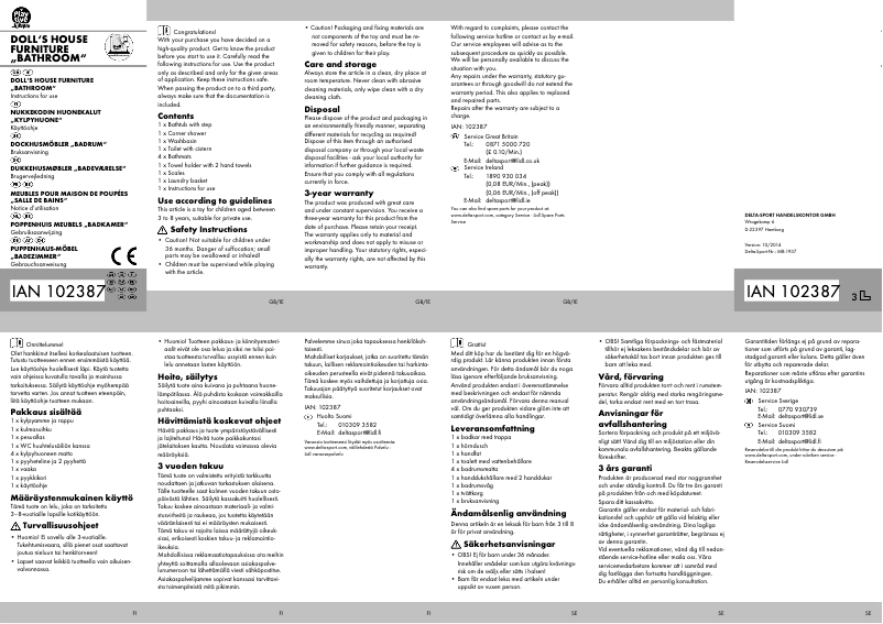 Page 1 de la notice Manuel utilisateur Playtive IAN 102387