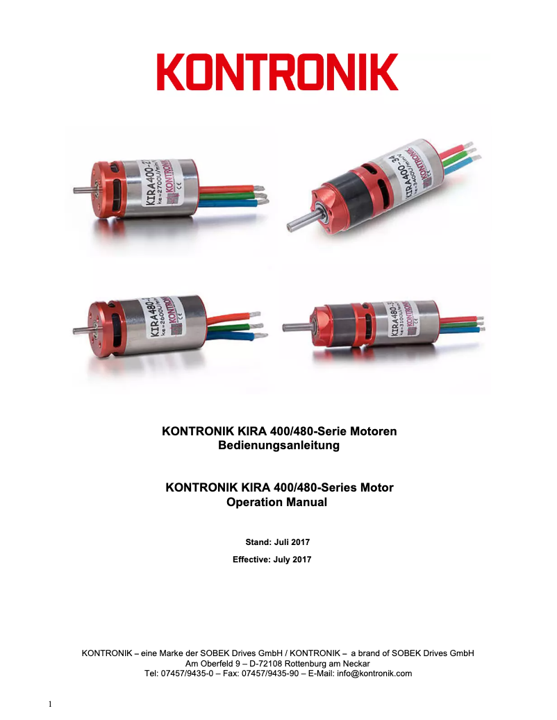 Page n°1 - Manuel utilisateur KONTRONIK KIRA 480-43