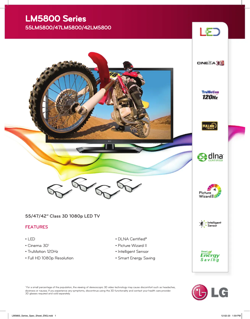 Página 1 del manual Ficha técnica LG 47LM5800