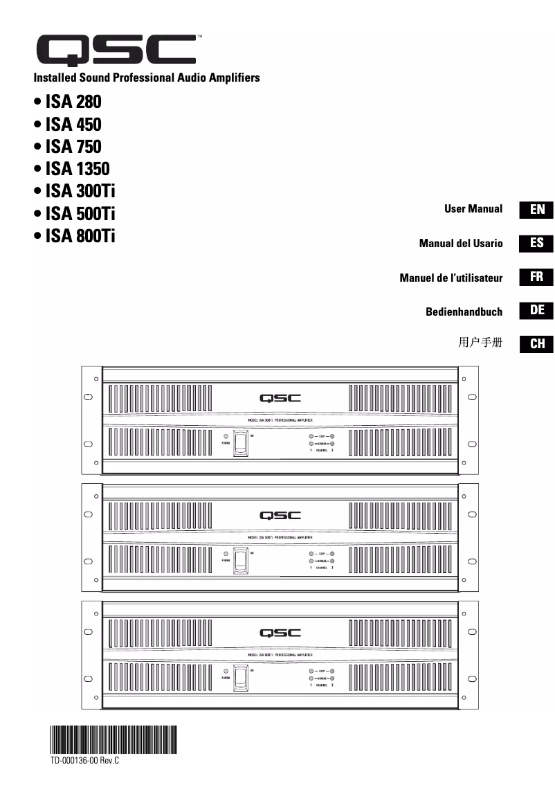Page n°1 - Manuel utilisateur QSC ISA300Ti