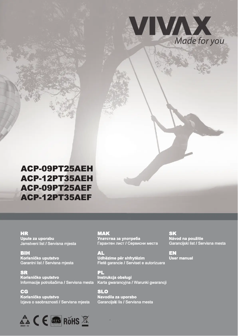 Page 1 de la notice Manuel utilisateur Vivax ACP-09PT25AEH