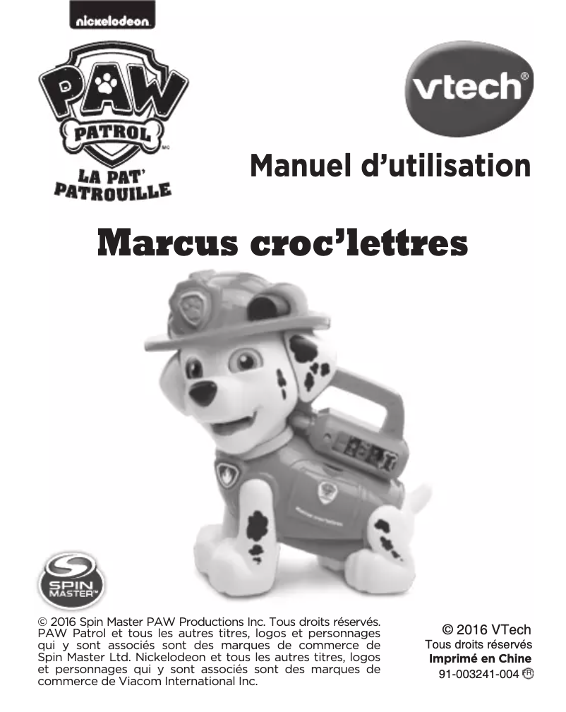 Image de la première page du manuel de l'appareil Marcus, croc'lettres